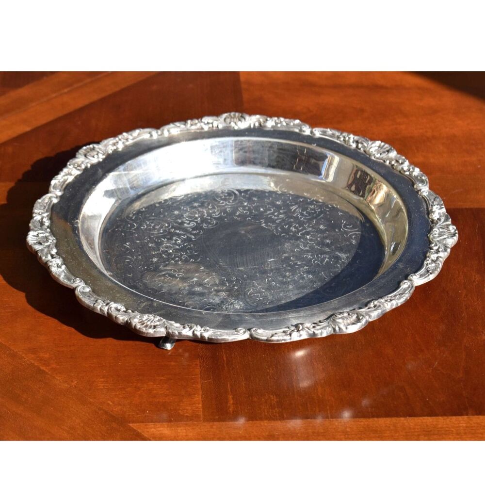 Vintage EPCA Bristol Silverplate Footed Tray 12 1/4" Pattern 210 Poole Rococo